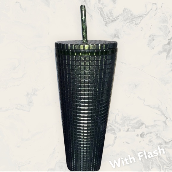 💚NEW Starbucks Olive Dark Green Disco Grid Venti Tumbler cup✨ - Picture 4 of 7